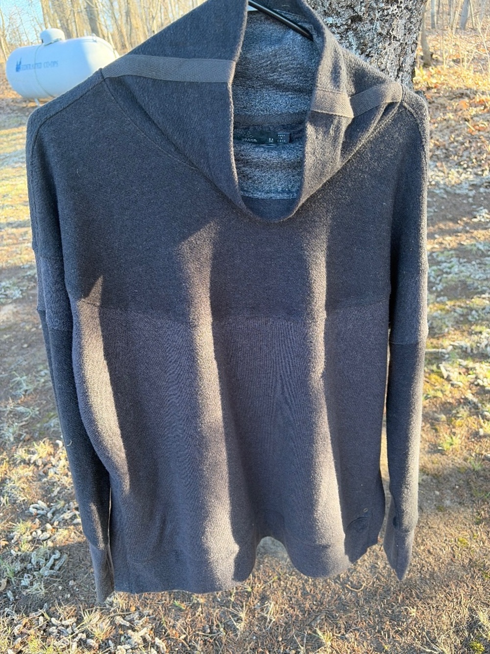 Prana textured grey color block sweatshirt